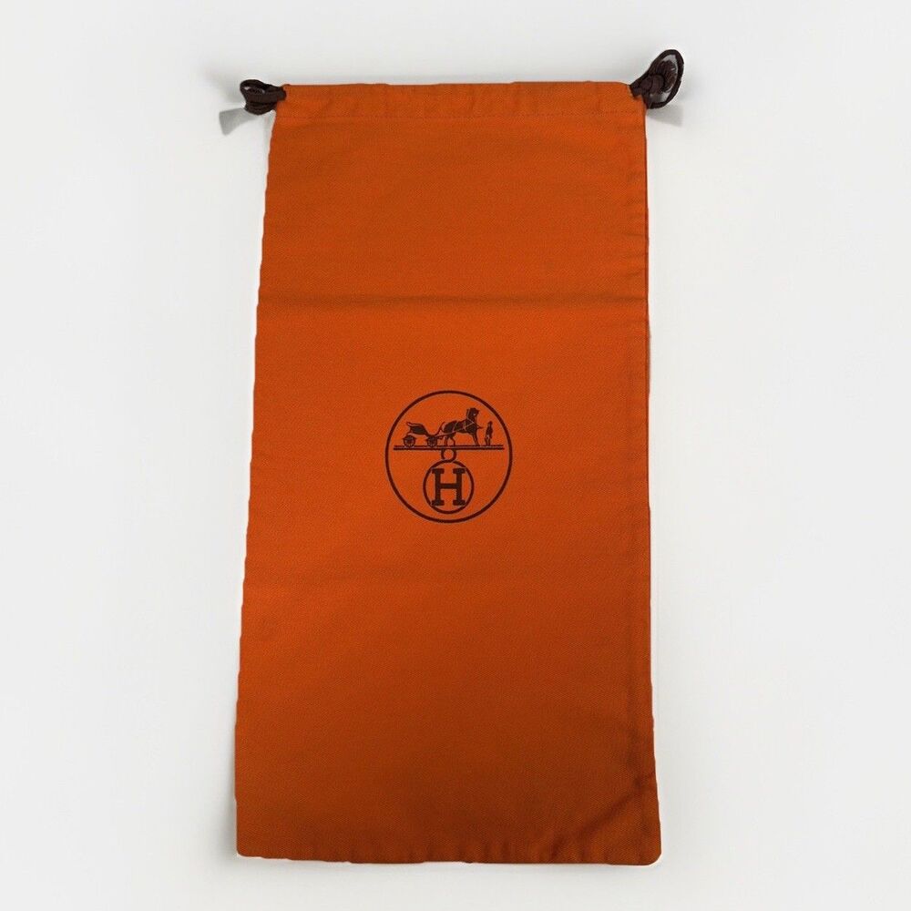 Authentic Vintage HERMES Orange Canvas Drawstring Dust Bag Single 8 x 15.5 Tall